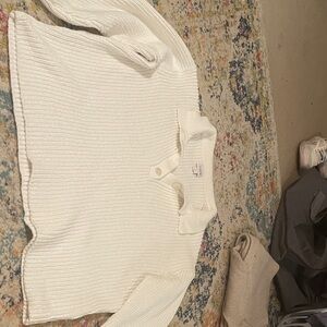 J. Crew Ribbed Knit Polo Sweater - White